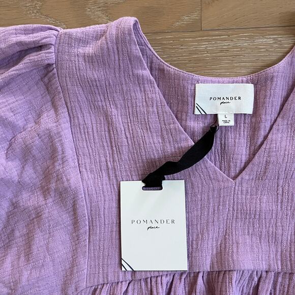 Pomander Place by Tuckernuck Lavender Gauze Millie Dress Large NWT - Picture 7 of 8
